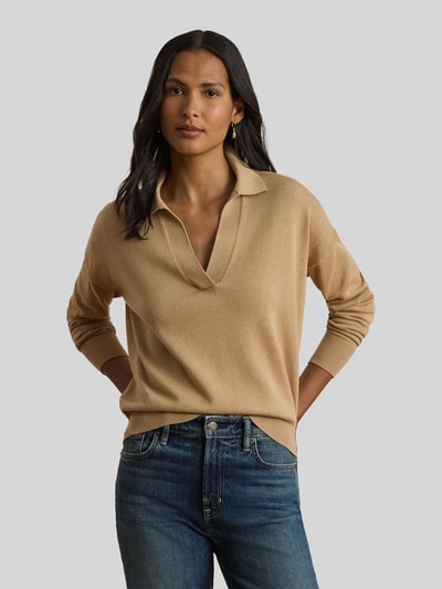 Lauren Ralph Lauren Relaxed Fit Pullover aus Baumwoll-Mix mit Polokragen Camel 4