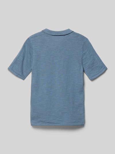 Produktfoto, Poloshirt mit V-Ausschnitt Modell 'KANE' von JACK & JONES, kinder, Reine Baumwolle, Regular-Fit, blaue Farbe, glatte Textur, Rückenlänge bei Größe 140: 54 cm