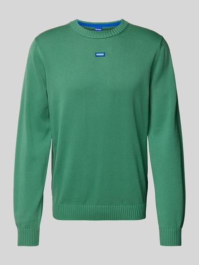 Hugo Blue Gebreide pullover met logostitching, model 'San Cosmo' Groen - 1