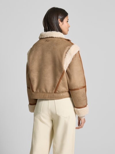 BOSS Orange Regular Fit Jacke in Lederoptik mit abnehmbaren Ärmeln Modell 'CHEERLEA' Hellbraun 5