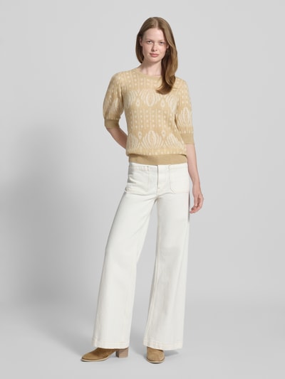 JOOP! Slim fit gebreide pullover met 1/2-mouwen, model 'Kathe' Beige - 1