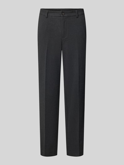 Produktfoto, Straight Fit Stoffhose mit Viskose-Anteil von Lindbergh in Dunkelgrau, elastischer Material-Mix, Bügelfalten, Vorderansicht