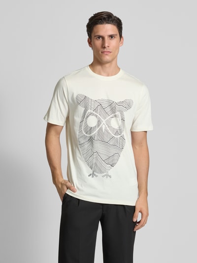 Knowledge Cotton Apparel T-Shirt mit Motiv-Print Offwhite 4