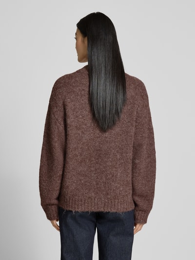 FREE/QUENT Gebreid jack met knoopsluiting, model 'Lulu' Donkerbruin - 5