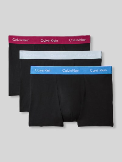 Produktfoto, Regular Fit Trunks aus Baumwoll-Mix im 3er-Pack von Calvin Klein Underwear, mehrfarbig, Logo-Bund, glatte Textur