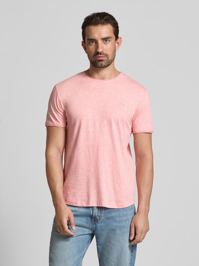 Tom Tailor Denim T-shirt o kroju regular fit z mieszanki bawełny Różowy melanż 4