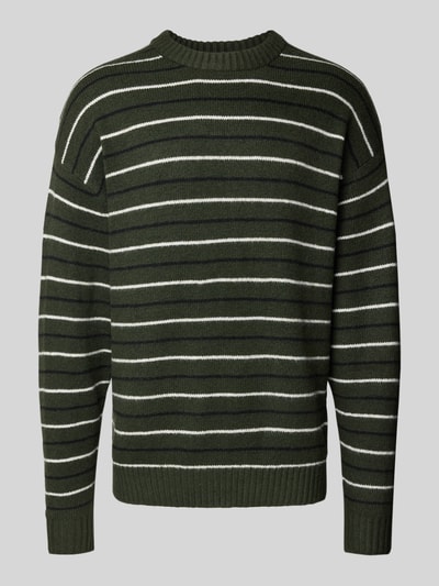 Jack & Jones Strickpullover mit Streifenmuster Modell 'SOHO OLLIE' Oliv 2