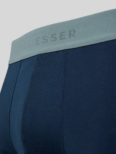 Schiesser Boxershort met elastische band met logo in een set van 3 stuks Marineblauw - 2