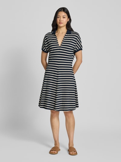 Tommy Hilfiger Getailleerde mini-jurk in polostijl van lyocellmix Marineblauw - 4