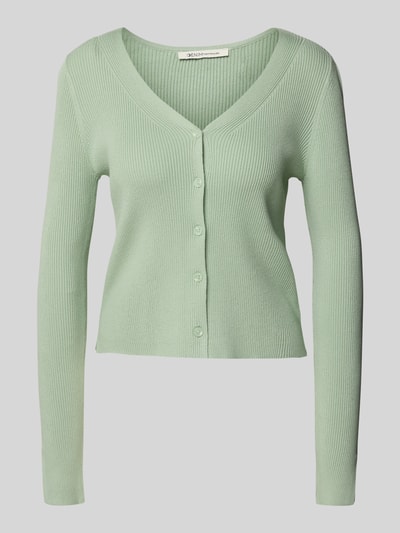 Tom Tailor Denim Slim fit cardigan met ribstructuur Rietgroen - 2