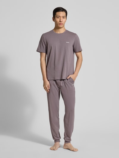 BOSS regular fit T-shirt van katoenmix Taupe - 1
