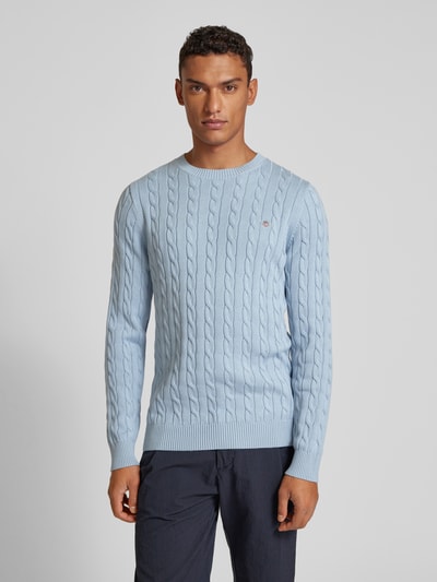 Gant Strickpullover mit Zopfmuster Hellblau 4