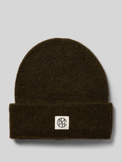 MSCH Copenhagen Czapka beanie z domieszką wełny z alpaki z naszywką z logo Oliwkowy melanż 1