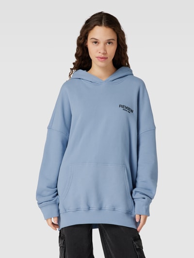Review Oversized hoodie met labelprint Hemelsblauw - 4