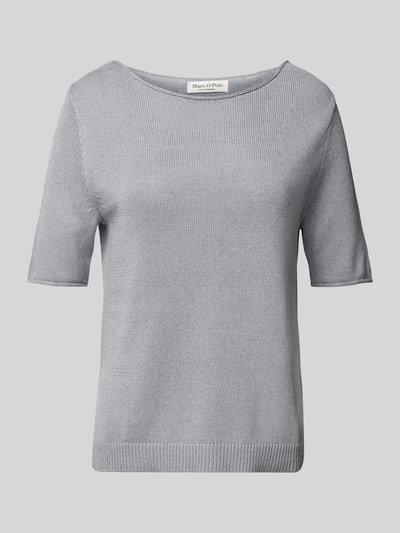 Marc O'Polo Regular fit gebreide pullover van een mix van katoen en linnen Rookblauw - 2