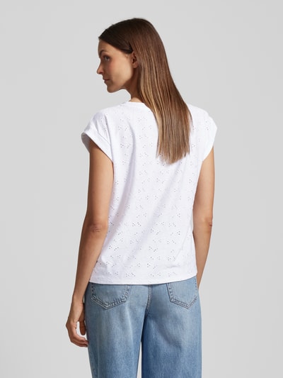 FREE/QUENT T-shirt met broderie anglaise, model 'Blond' Wit - 5