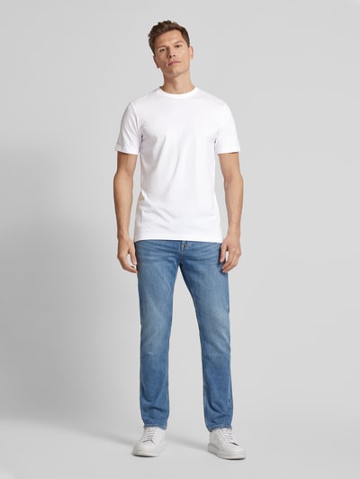 OLYMP Level Five T-shirt met geribde ronde hals in een set van 2 stuks Wit - 1