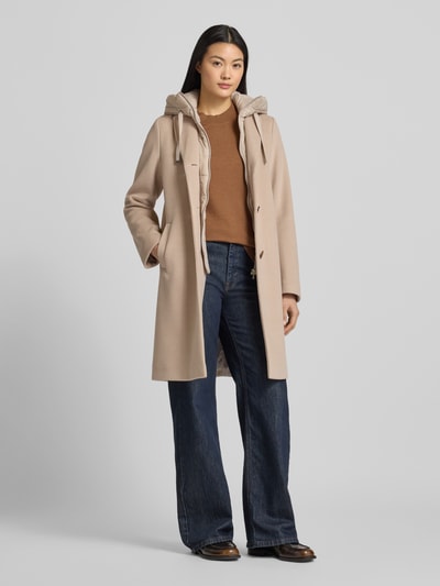 CINQUE Lange jas met capuchon en reverskraag model 'MIRACLE' Beige - 1
