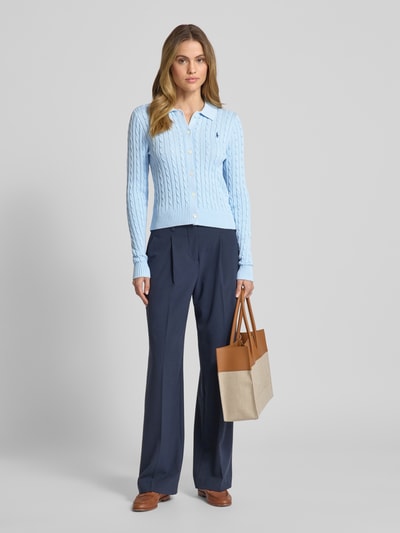 Polo Ralph Lauren Cardigan mit Zopfmuster Hellblau 1