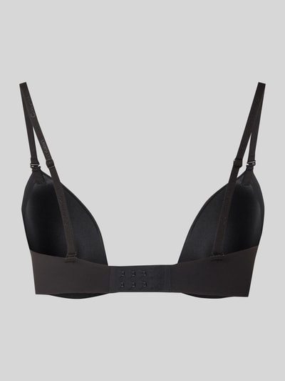 Produktfoto, schwarzer BH mit verstellbaren Trägern Modell 'MONOWIRE' von Calvin Klein Underwear, Label-Detail, Hakenverschluss, Material-Mix mit Stretch-Anteil, körpernahe Passform