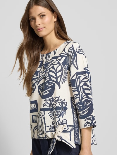 Christian Berg Woman Regular Fit Leinenbluse mit Knotendetail Dunkelblau 3
