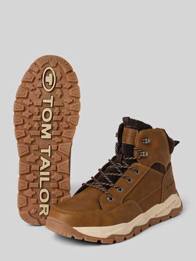 Tom Tailor Schnürstiefel aus wasserabweisendem Material Cognac 4