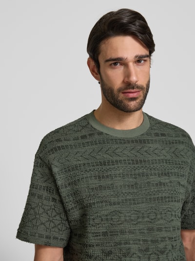 MCNEAL T-shirt met geribde ronde hals Kaki - 3