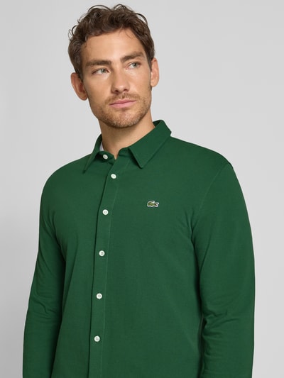 Lacoste Koszula casualowa o kroju slim fit z fakturą Zielony 3