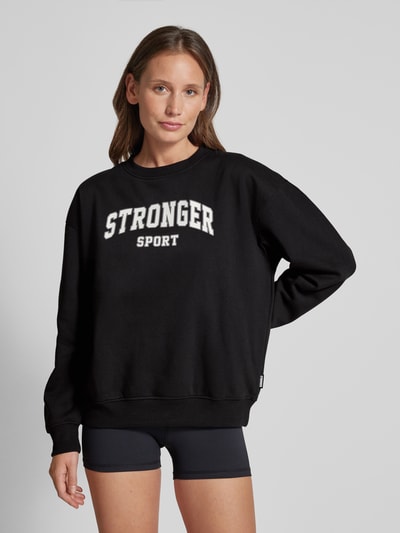 Stronger Sweatshirt mit Label-Print Black 4