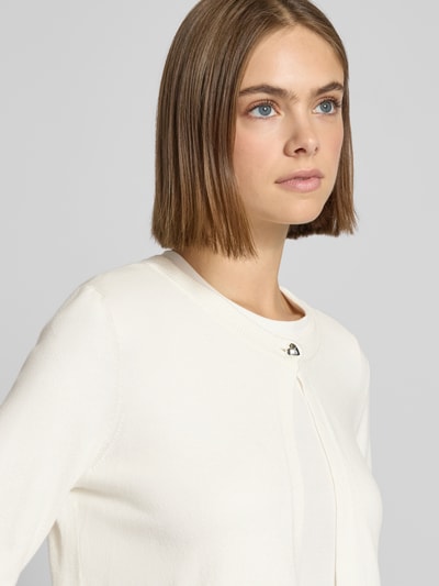 Pieces Regular Fit Strickjacke aus Viskose-Mix Modell 'ORINA' Offwhite 3
