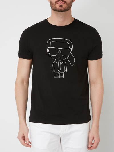 Karl Lagerfeld T-shirt z gumowym nadrukiem z logo Czarny 4