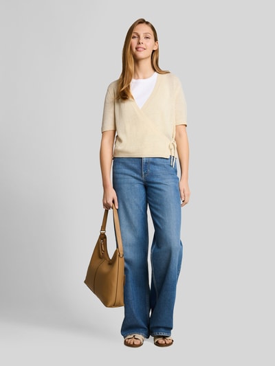 Tom Tailor Denim Regular Fit Strickjacke mit Bindeband Offwhite 1