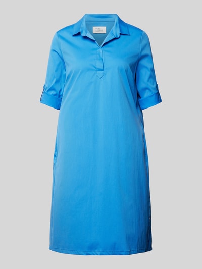 ROBE LÉGÈRE Knielanges Hemdblusenkleid in unifarbenem Design Bleu 2