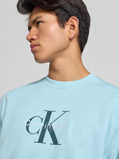 Calvin Klein Jeans Regular Fit Sweatshirt mit Logo-Print Modell 'Terry' Hellblau 3