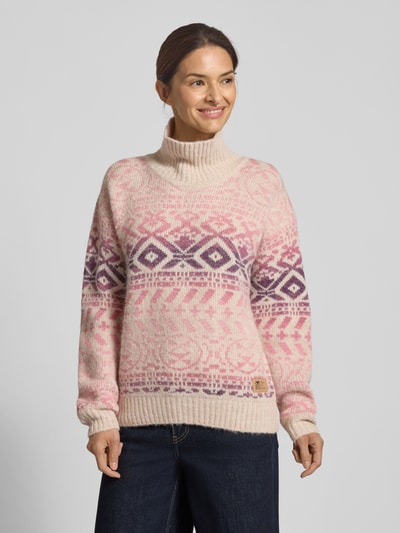 Dale of Norway Regular fit coltrui met alpaca-gehalte model 'Highland' Lichtroze gemêleerd - 4