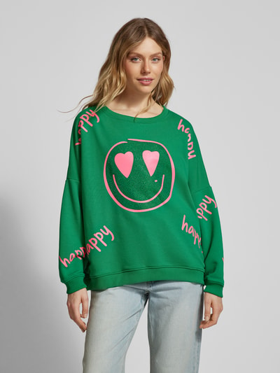 miss goodlife Sweatshirt mit Motiv-Print Modell 'Happy Heart Face' Gruen 4