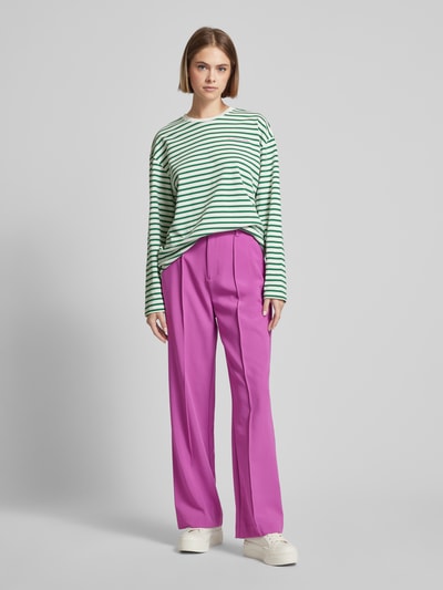 Colourful Rebel Straight fit stoffen broek met viscose en knoopsluiting Fuchsia - 1