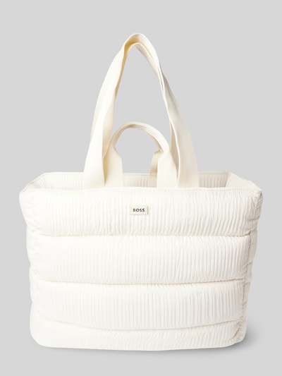 BOSS Tote Bag mit Label-Patch Modell 'Deva' Offwhite 2