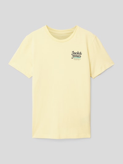 JACK & JONES T-shirt met labelprint, model 'WALKER' Lichtgeel - 1