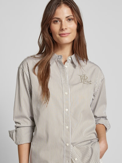 Lauren Ralph Lauren Regular fit overhemdblouse met logostitching, model 'KOTTA' Groen - 3