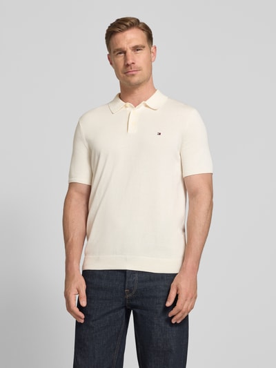 Tommy Hilfiger Regular Fit Strick-Poloshirt aus reiner Baumwolle Ecru 4