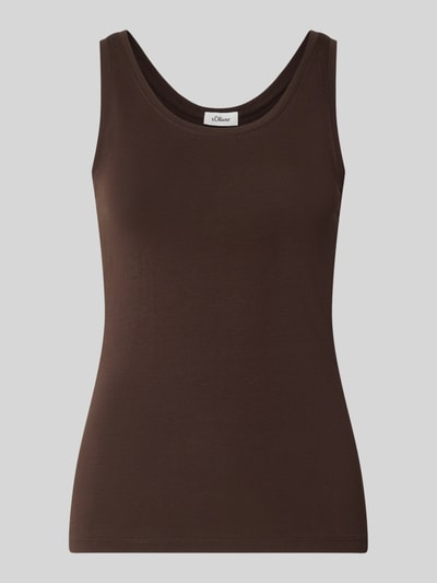 Produktfoto, Slim Fit Tanktop aus Baumwoll-mix von s.Oliver RED LABEL in Dunkelbraun, glatte Oberfläche, ärmellos, Damen Tanktop