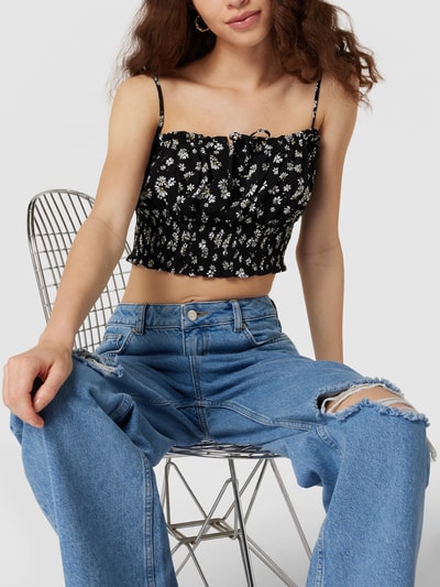 Review Crop Top aus Viskose mit floralem Muster Black 3