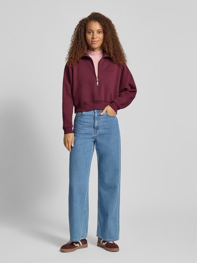 LeGer by Lena Gercke Regular Fit Pullover mit Reißverschluss Modell 'Meret' Bordeaux 1