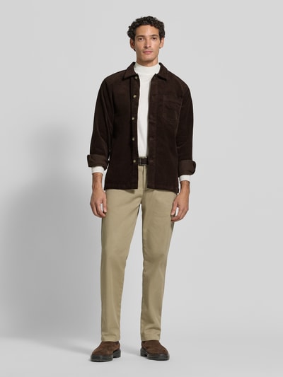 Lindbergh Regular Fit Overshirt mit Kentkragen Modell 'Superflex' Dunkelbraun 1