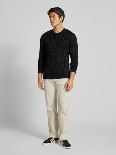 Replay Strickpullover mit gerippten Abschlüssen Black 1