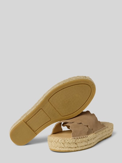 Espadrij Slippers van leer met lichte profielzool, model 'LYON' Beige - 4