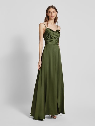 TROYDEN COLLECTION Abendkleid mit Wasserfall-Ausschnitt Oliv 4