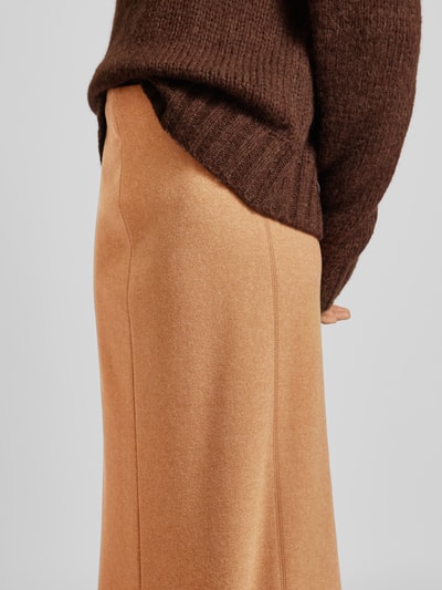 Christian Berg Woman Midirok met siernaad Camel gemêleerd - 3