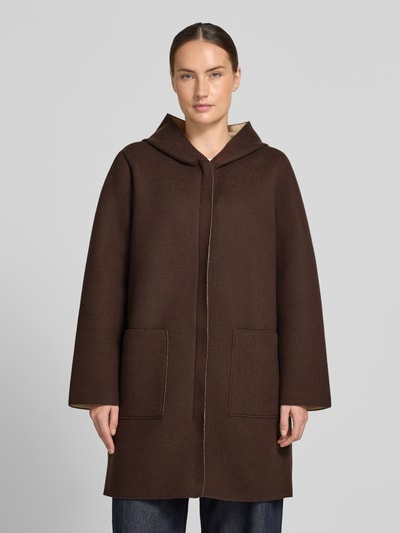 Apricot Mantel mit Kapuze und aufgesetzten Taschen Dunkelbraun 4